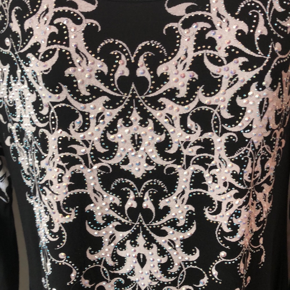 Vocal long black tunic embellished with crystals, Size XL - Picture 2 of 5